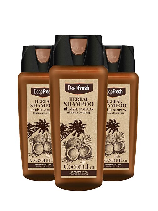 Deep Fresh Herbal Bitkisel Hindistan Cevizi Yağı Özlü Tüm Saçlar İçin Şampuan 3 x 500 ml