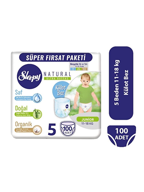 Sleepy Natural Külot 11 - 18 kg 5 Numara Bebek Bezi 100 Adet