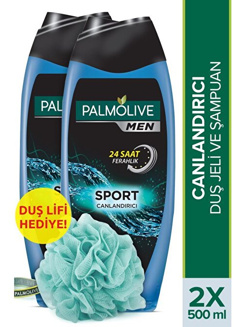 Palmolive Men Sport 4'Ü 1 Arada Canlandırıcı Duş Jeli Ve Şampuan 500 ml  x 2 Adet +Duş Lifi Hediye