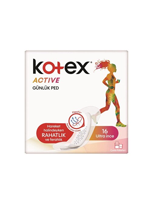 Kotex Active Ultra İnce Kısa 16'lı Günlük Ped