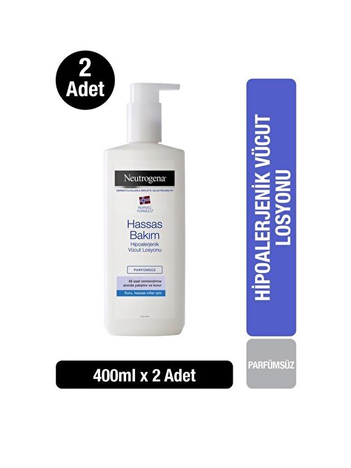 Neutrogena Hassas Bakım Parfümsüz Vücut Losyonu 400 ml x 2