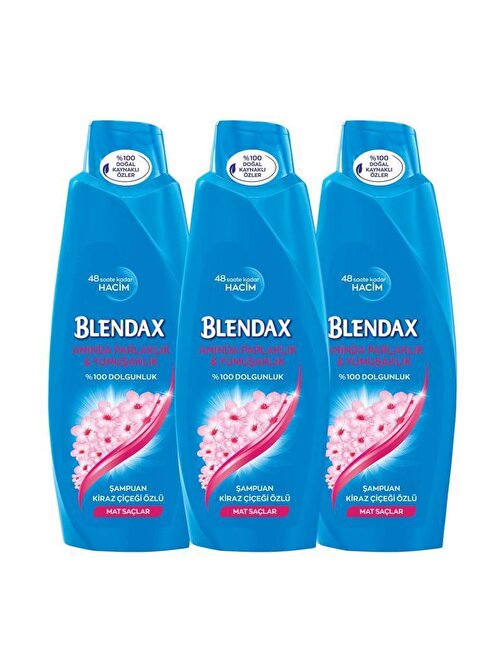 Blendax Anında Parlaklık Ve Yumuşaklık Kiraz Çiçeği Özlü Şampuan 500 ml x 3 Adet