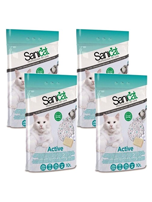 Sanicat Active Marsilya Sabunu Kokulu Kedi Kumu 10 Lt 4'Lü Set