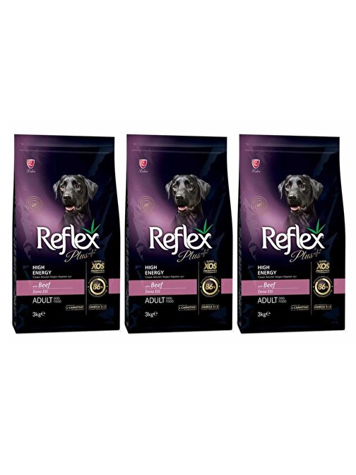 Reflex Plus Yüksek Aktiviteli Dana Etli Yetişkin Köpek Maması 3 Kg 3 Adet