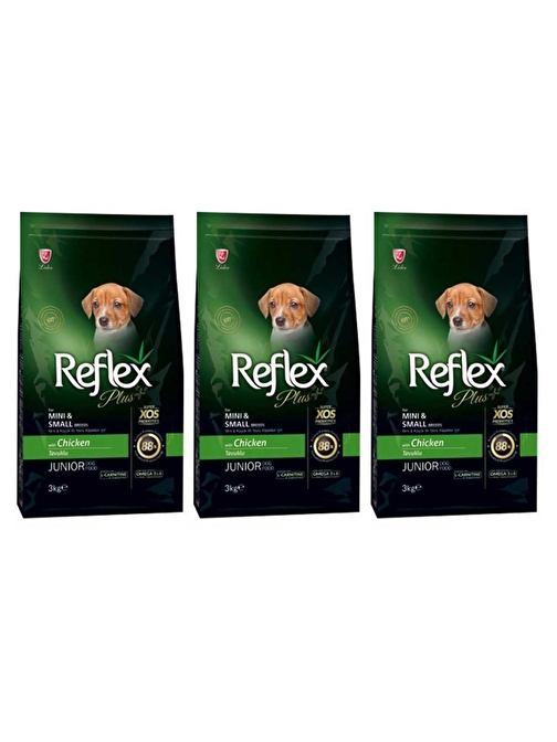 Reflex Plus Küçük Mini Irk Tavuklu Yavru Köpek Maması 3 Kg 3'Lü Set