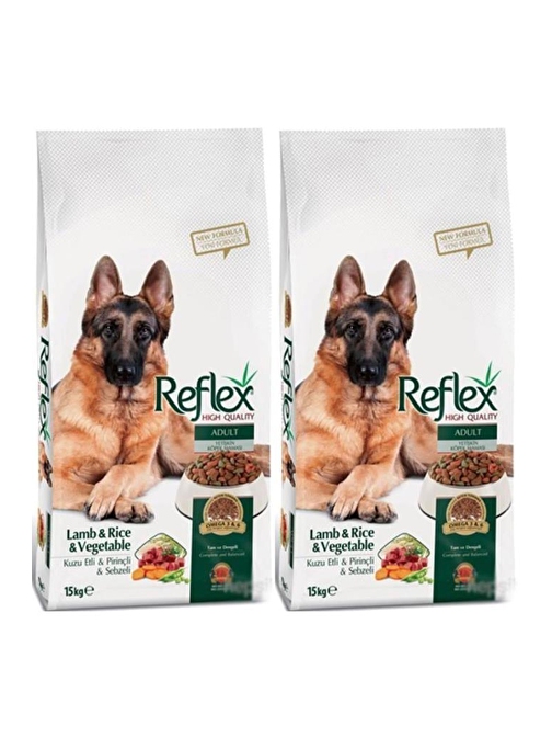 Reflex Kuzu Etli & Pirinçli & Sebzeli Yetişkin Köpek Maması 15 Kg 2 Adet