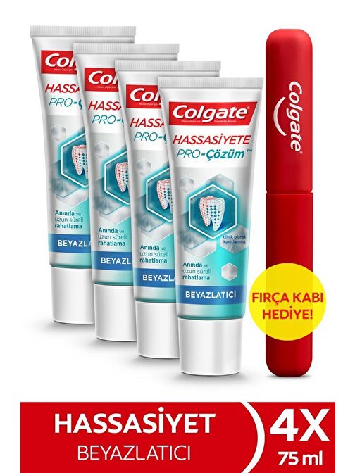 Colgate Hassasiyete Pro Çözüm Beyazlatıcı Pro Relief Diş Macunu 75 ml x 4 Adet + Fırça Kabı Hediye