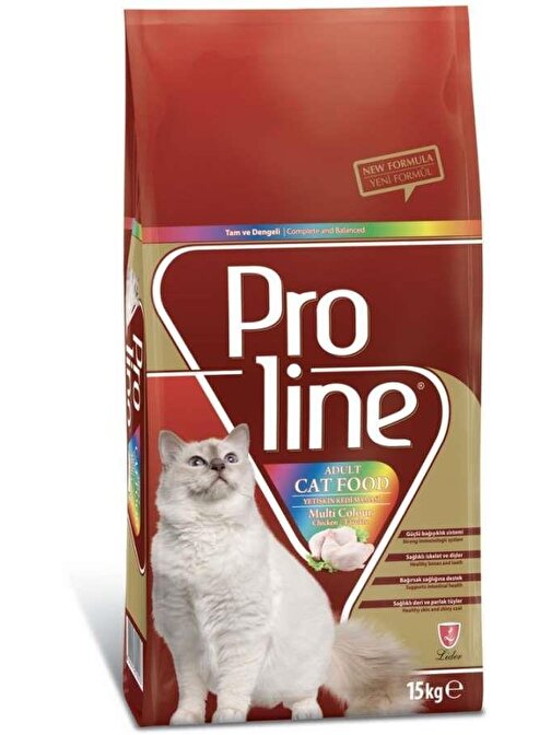 Proline Multi Colour Renkli Taneli Tavuklu Yetişkin Kedi Maması 15 KG
