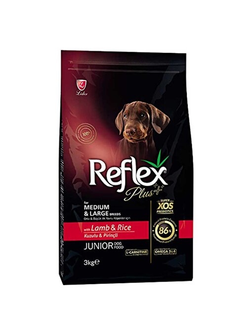 Reflex Plus Orta Ve Büyük Irk Kuzulu Pirinçli Yavru Köpek Maması 3 Kg