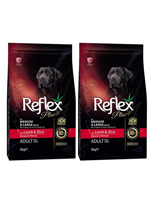 Reflex Plus Orta Büyük Irk Kuzulu Pirinçli Yetişkin Köpek Maması 3 Kg 2 Adet