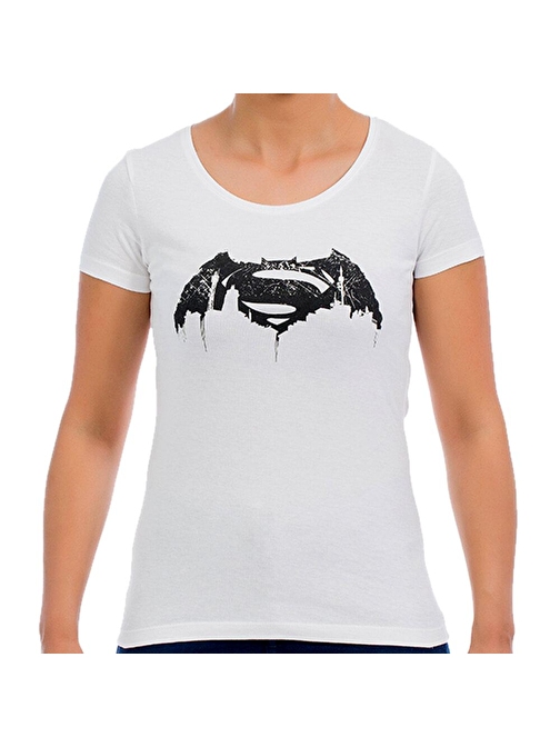 Batman v Superman Beyaz Kadın T-Shirt