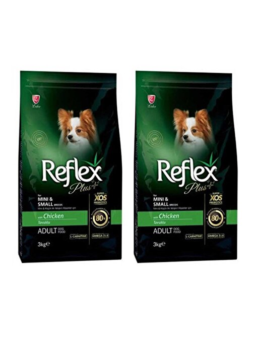 Reflex Plus Küçük Mini Irk Tavuklu Yetişkin Köpek Maması 3 Kg 2'Li Set