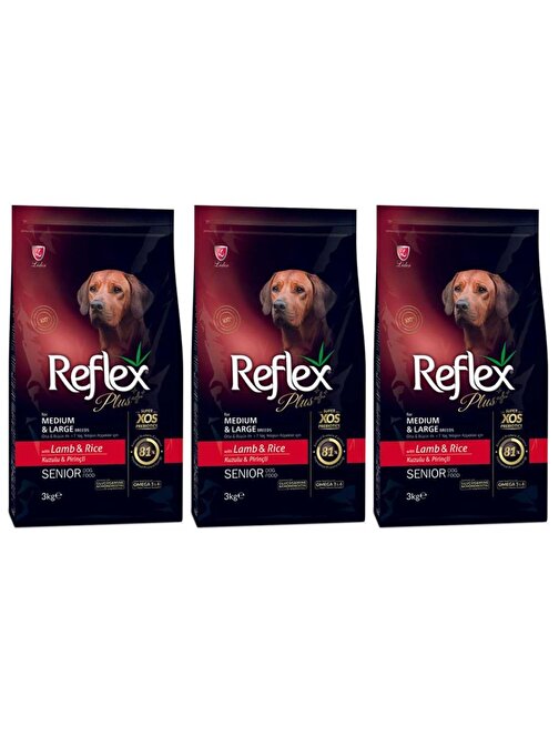 Reflex Plus Orta Büyük Irk Kuzu-Pirinç +7 Yaşlı Köpek Maması 3 Kg Adet