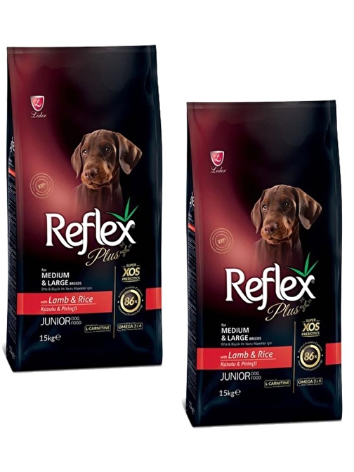 Reflexplus Orta Ve Büyük Irk Yavru Kuzulu Ve Pirinçli Köpek Maması 15 Kg 2 Adet