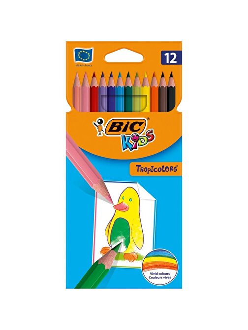 Bic Kids Tropicolors Uzun Kuru Boya Kalemi Tam Boy 12'li Çok Renkli