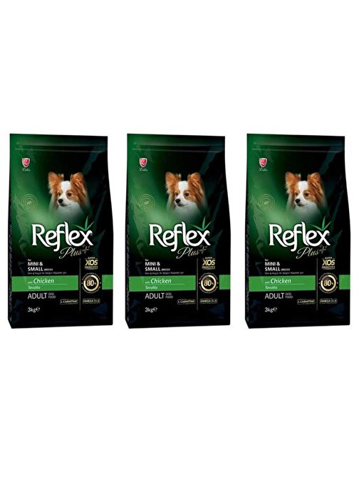 Reflex Plus Küçük Mini Irk Tavuklu Yetişkin Köpek Maması 3 Kg 3'Lü Set