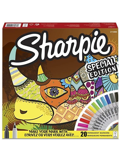 Sharpie Fine Permanent Markör Kalem 20 Li Gergedan Seti