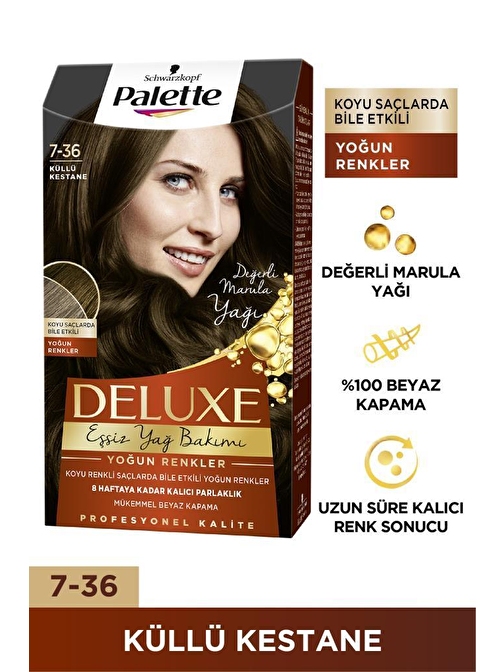 Palette Deluxe Saç Boyası Yoğun Renkler 7-36 Küllü Kestane X 2 Adet