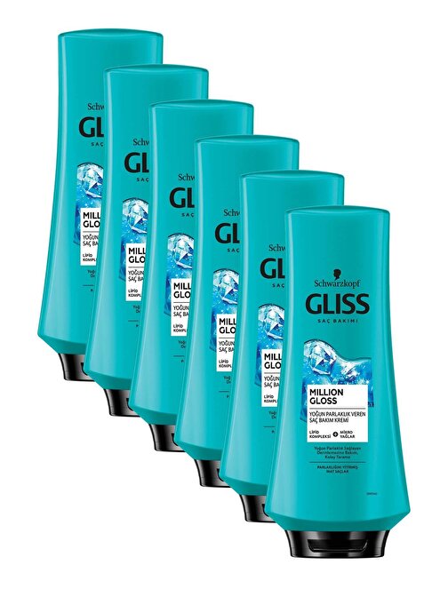 Gliss Million Gloss Yoğun Parlaklık Veren Saç Kremi 360 ml 6'Lı