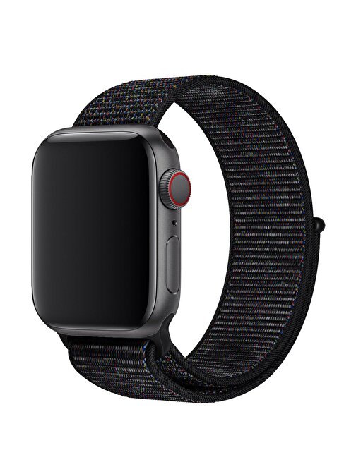 Coverzone Apple Watch 42 mm Spor Loop Akıllı Saat Kordonu Kırçıllı Siyah