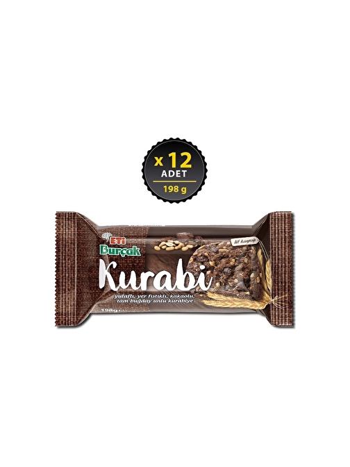 Eti Burçak Kurabi Kakaolu Yer Fıstıklı 198 gr x 12 Adet