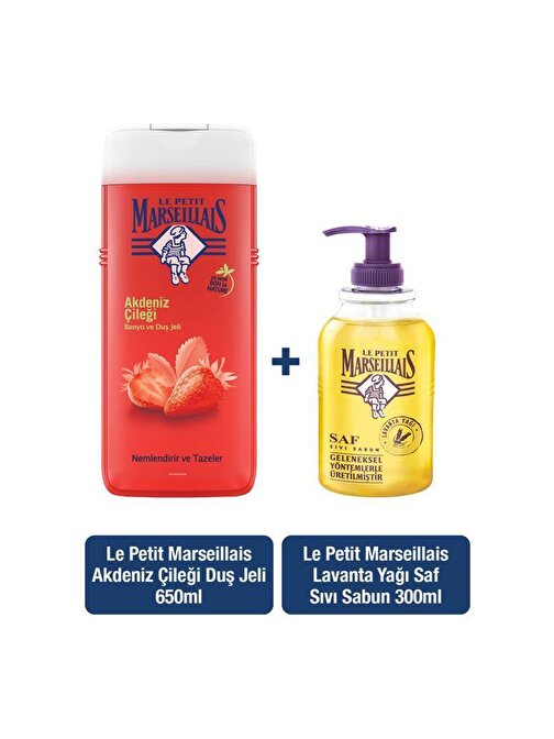 Le Petit Marseillais Akdeniz Çileği Duş Jeli 650 ml  + Lavanta Sıvı Sabun 300 ml