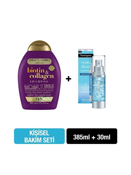 Ogx Dolgunlaştırıcı Biotin Kolajen Sülfatsız Şampuan 385 ml Neutrogena Hydro Boost Serum 30 ml