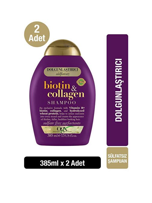 Ogx Dolgunlaştırıcı Biotin - Kolajen Sülfatsız Şampuan 2 x 385 ml