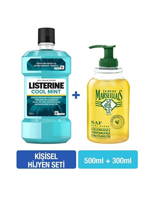 Listerine Cool Mint 500 Ml + Le Petit Marseillais Zeytinyağı Sıvı Sabun 300 Ml Hijyen Seti