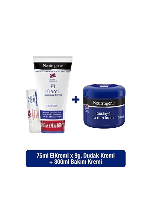 Neutrogena Parfümsüz El Kremi 75 ml + Dudak Kremi Hediye