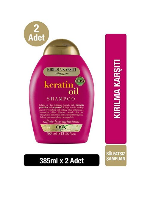 OGx Kırılma Karşıtı Keratin Oil Sülfatsız Şampuan 2 x 385 ml