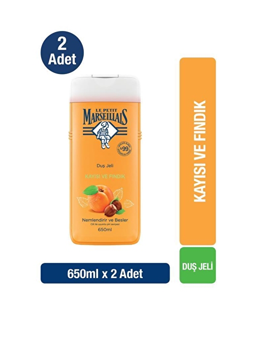 Le Petit Marseillais Duş Jeli Kayısı Ve Fındık 650 ml  x 2 Adet