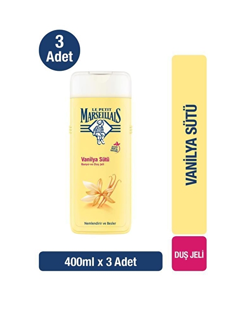 Le Petit Marseillais Duş Jeli Vanilya Sütü 400 ml  x 3 Adet