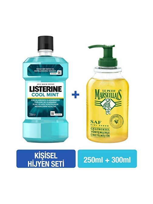 Listerine Cool Mint 250 Ml + Le Petit Marseillais Zeytinyağı Sıvı Sabun 300 Ml Hijyen Seti