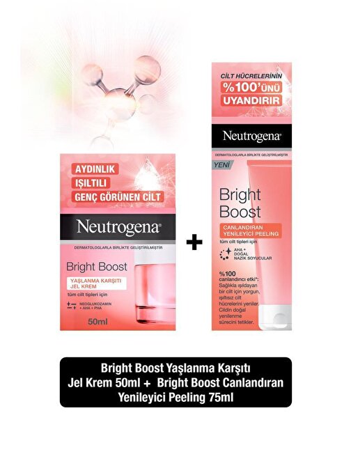 Neutrogena Bright Boost Yaşlanma Karşıtı Jel Krem 50 ml + Canlandıran Yenileyici Peeling 75 ml