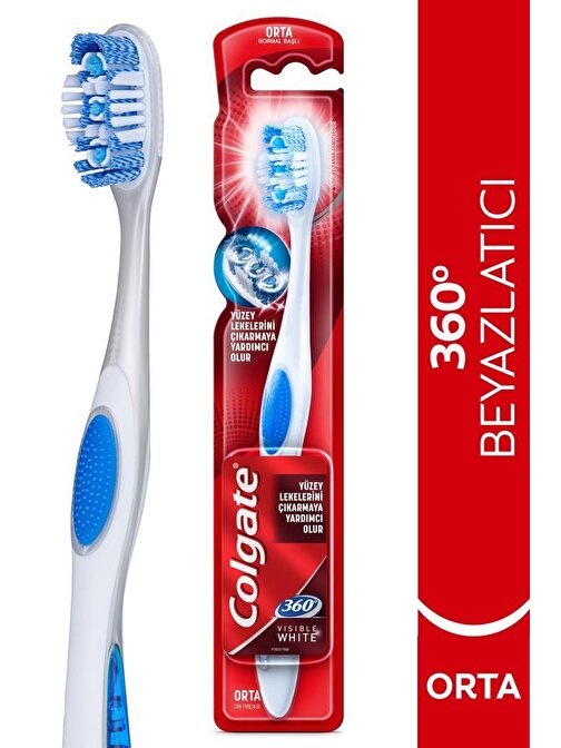 Colgate 360 Visible White Beyazlatıcı Orta Diş Fırçası