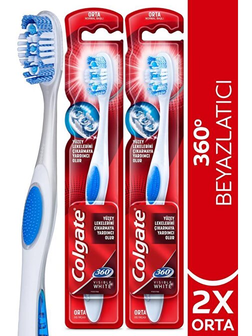 Colgate 360 White Beyazlatıcı Orta Diş Fırçası 2 Adet