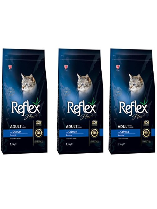 Reflex Plus Somon Balıklı Yetişkin Kedi Maması 1,5 Kg 3'Lü Set