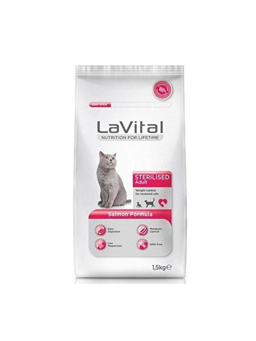 LaVital Kısır Somonlu Yetişkin Kedi Maması 1.5 Kg