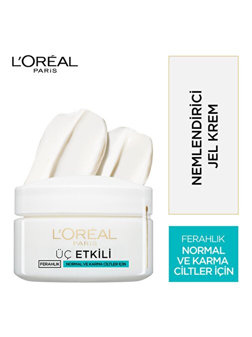 L'Oreal Paris Normal Ve Karma Ciltler İçin 3 Etkili Ferahlık Günlük Bakım Kremi 50 ml