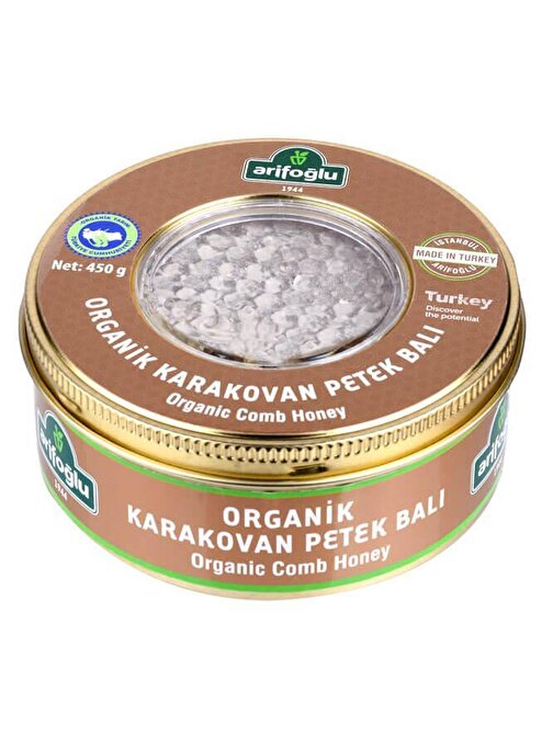 Arifoğlu Organik Karakovan (Petek) Bal 450g (Küçük Teneke)