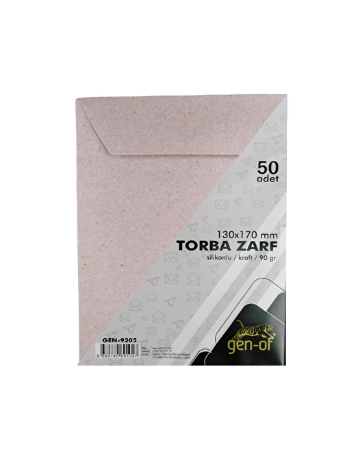 Gen-of Kraft Torba Zarf Silikonlu 13x17 cm Beyaz 90 gr 50'li