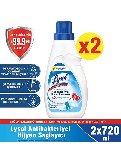 Lysol Çamaşırlar için Antibakteriyel Hijyen Sağlayıcı 2x720 ml