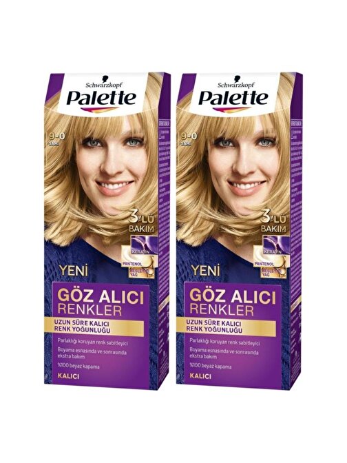 Palette Yoğun göz Alıcı Renk Saç Boyas 9-0 Sarıx 2 Paket
