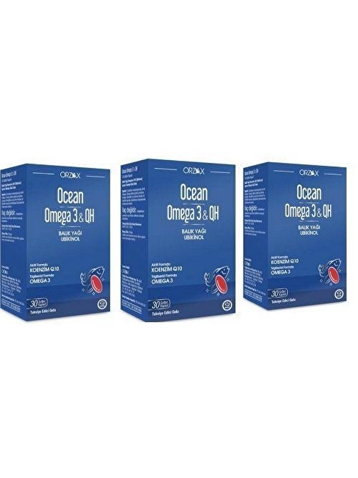 Orzax Ocean Omega 3 & Qh Takviye Edici Gida 30 Kapsül X 3