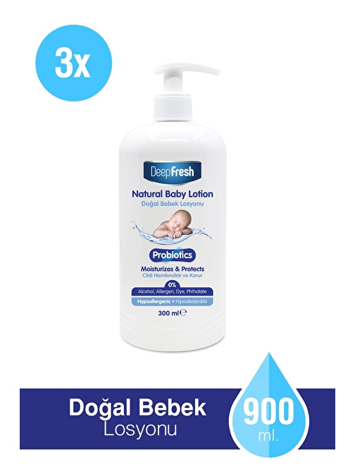 Deep Fresh Probiyotik Vücut Bebek Doğal Nemlendirici Losyon 300 ml 3 Adet