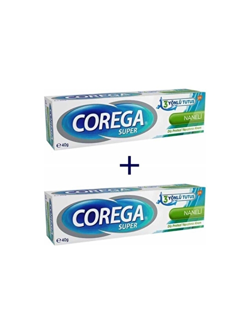 Corega Süper Protez Yapıştırıcı Krem Naneli 40Gr X 2 Adet