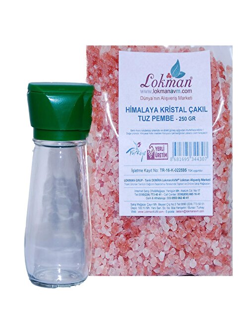 Lokmanavm Tuz Karabiber Değirmeni Yeşil + Himalaya Çakıl Tuz Pembe 250 Gr