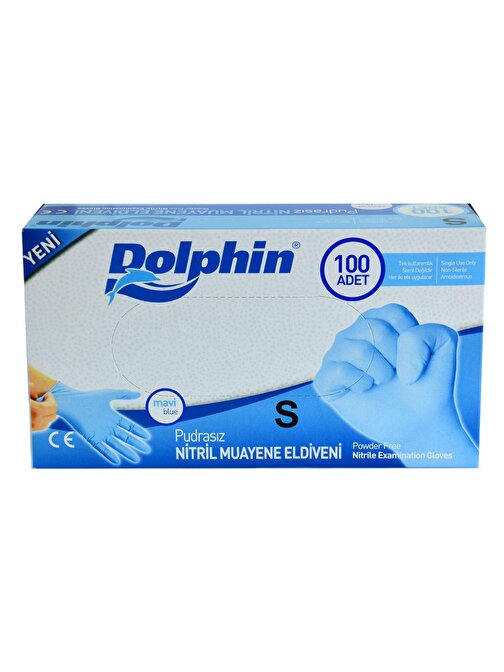 Dolphin Pudrasız Mavi Nitril Eldiven Küçük Boy (S) 100 Lü Paket