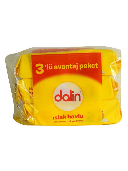 Dalin Klasik Islak Havlu Yumuşak Petek Doku 3 Lü Avantajlı Paket 168 Yaprak